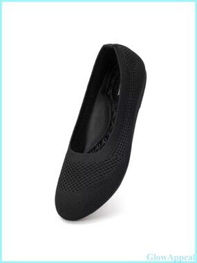 Wide Width Knit Ballet Flats Round Toe Slip On Arch Support Comfortable